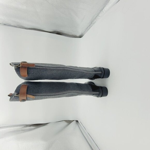 NEW Sam Edelman Penny Gray Black Mixed Media Tall Riding Boots Women's Size 5.5 - Picture 4 of 11